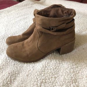 Brown slouch booties